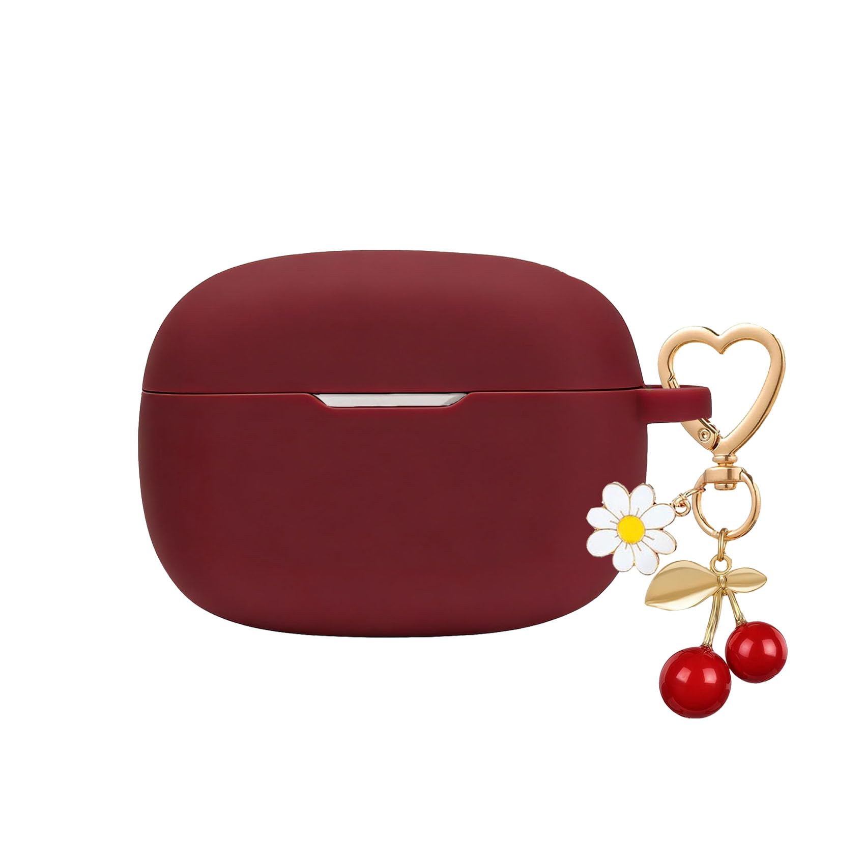 QIMZBAAT for JBL Vibe Beam 2 / JBL Vibe Beam Case Cover with Cute Cherry Daisy Flower Charm Keychain